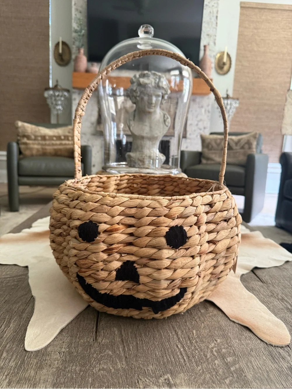 Brand NWT Woven Pumpkin Halloween Basket Large